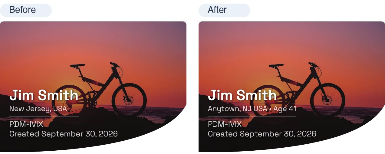 A guest profile header before and after, showing the location and age added after the update