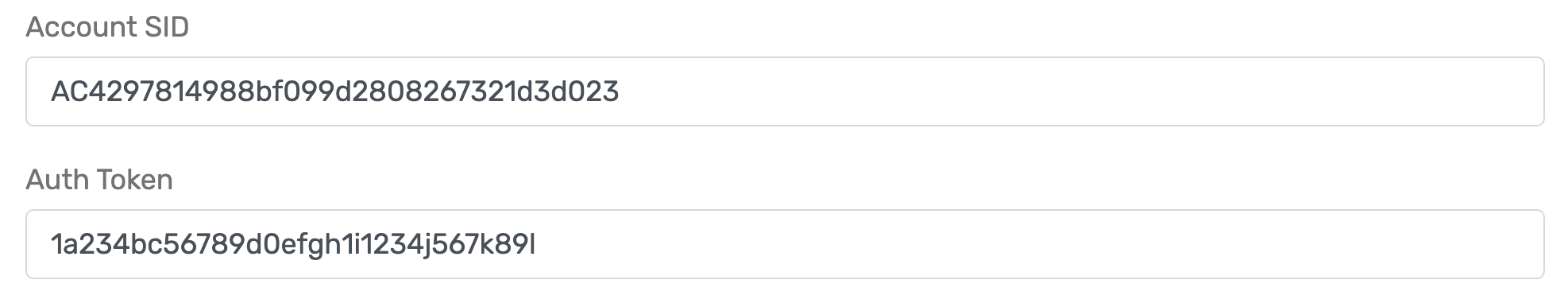 TripWorks Twilio integration screen with Account SID and Auth Token fields