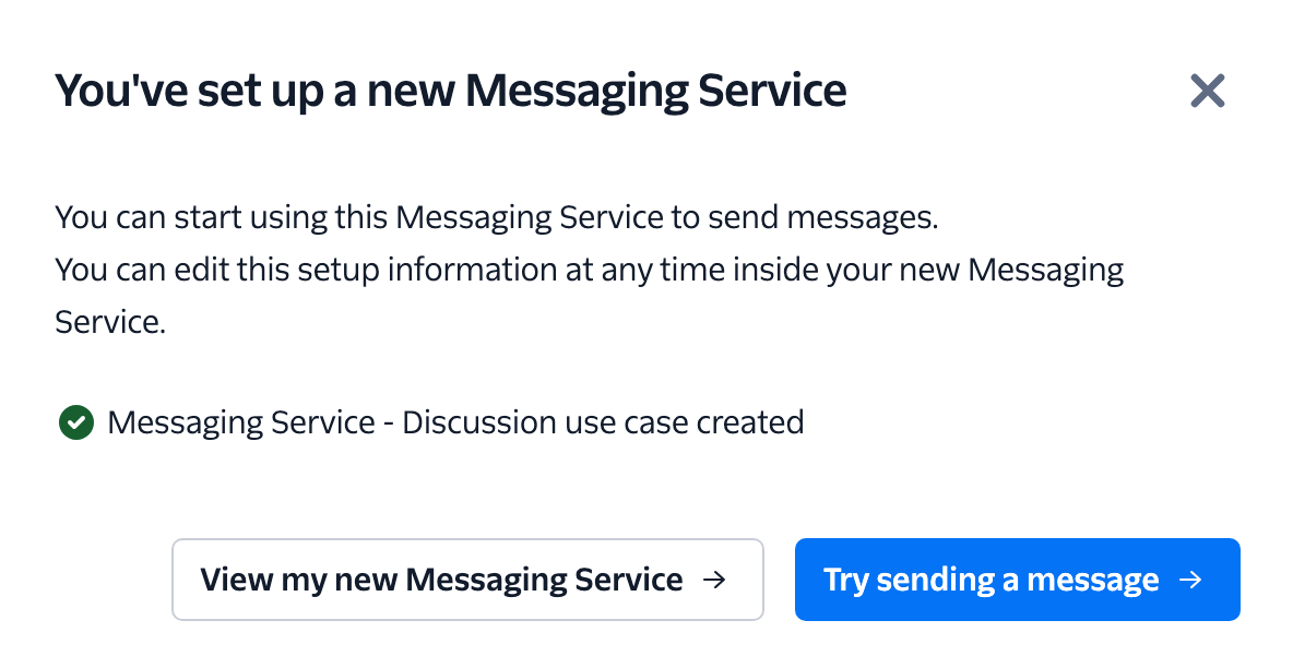Twilio Messaging Service setup confirmation